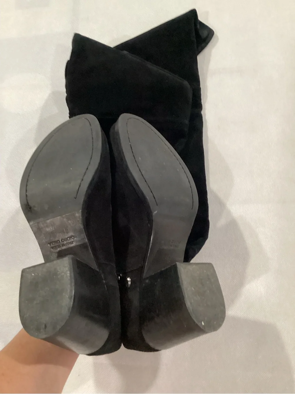 Vero Cuoio Black Over-the-Knee Suede Block Heel Boots made in Italy size 7.5